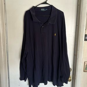 Navy blue long sleeve polo shirt
